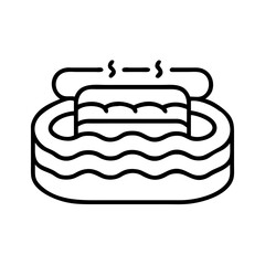 inflatable pool icon, summer line art, summer icon - simple black line art icon of inflatable pool, symbolizing summer celebrations. summer vector art.