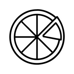 Fototapeta premium lemon slice icon, summer line art, summer icon - simple black line art icon of lemon slice, symbolizing summer celebrations. summer vector art.