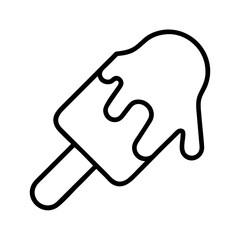 Obraz premium melting ice cream icon, summer line art, summer icon - simple black line art icon of melting ice cream, symbolizing summer celebrations. summer vector art.