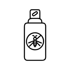 mosquito repellent icon, summer line art, summer icon - simple black line art icon of mosquito repellent, symbolizing summer celebrations. summer vector art.