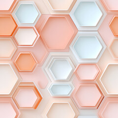 Modern hexagonal pattern in soft peach and white tones, creating stylish and contemporary design. Ideal for backgrounds, wallpapers, or decorative elements