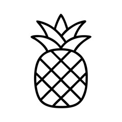 pineapple icon, summer line art, summer icon - simple black line art icon of pineapple, symbolizing summer celebrations. summer vector art.