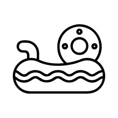 pool floatie icon, summer line art, summer icon - simple black line art icon of pool floatie, symbolizing summer celebrations. summer vector art.