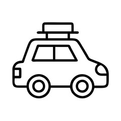 Obraz premium road trip car icon, summer line art, summer icon - simple black line art icon of road trip car, symbolizing summer celebrations. summer vector art.