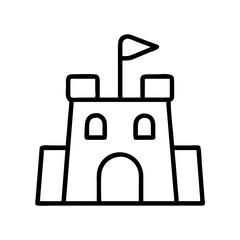 sandcastle icon, summer line art, summer icon - simple black line art icon of sandcastle, symbolizing summer celebrations. summer vector art.