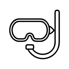 snorkel and mask icon, summer line art, summer icon - simple black line art icon of snorkel and mask, symbolizing summer celebrations. summer vector art.