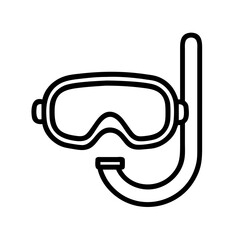 snorkel and mask icon, summer line art, summer icon - simple black line art icon of snorkel and mask, symbolizing summer celebrations. summer vector art.