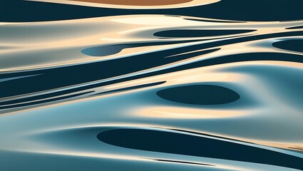 Abstract Fluid Design Teal Beige Swirls