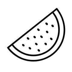 watermelon slice icon, summer line art, summer icon - simple black line art icon of watermelon slice, symbolizing summer celebrations. summer vector art.