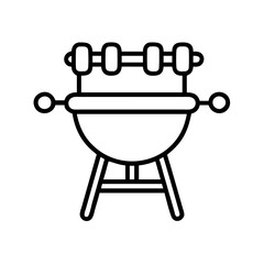 bbq grill icon, summer line art, summer icon - simple black line art icon of bbq grill, symbolizing summer celebrations. summer vector art.