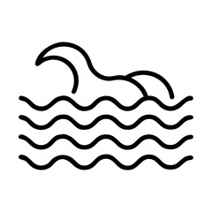 beach waves icon, summer line art, summer icon - simple black line art icon of beach waves, symbolizing summer celebrations. summer vector art.