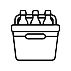 cooler with drinks icon, summer line art, summer icon - simple black line art icon of cooler with drinks, symbolizing summer celebrations. summer vector art.