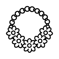 flower lei icon, summer line art, summer icon - simple black line art icon of flower lei, symbolizing summer celebrations. summer vector art.