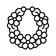 flower lei icon, summer line art, summer icon - simple black line art icon of flower lei, symbolizing summer celebrations. summer vector art.