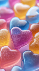 Obraz premium Colorful heart shaped jelly candies create vibrant and joyful display