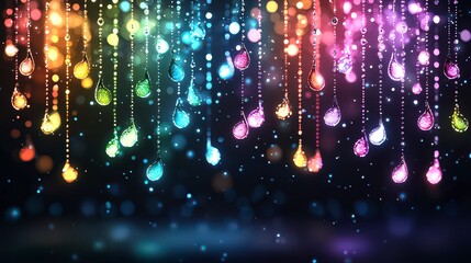 Obraz premium Colorful Rain Drops Glowing Lights Abstract Background Music Notes