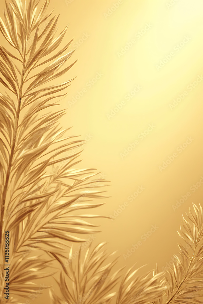 Aufkleber Blend a delicate coconut leaf pattern into a rich gold hue to create a subtle and sophisticated background effect._00002_