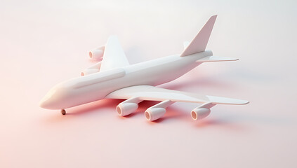 Airplane model mockup designed in soothing pastels for use as a design element in key visuals and advertising campaigns._00002_