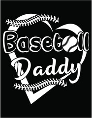 Baseball Daddy Design Heart Baseball - printable editable vector art file.