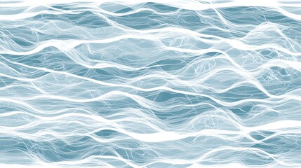 Abstract Blue Waves With Intertwined Lines