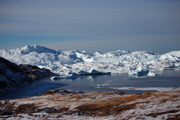 Spectacular and beautiful scenery of Greenland in autumn