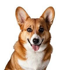 Closeup of sitting welsh corgi dog isolated on white background