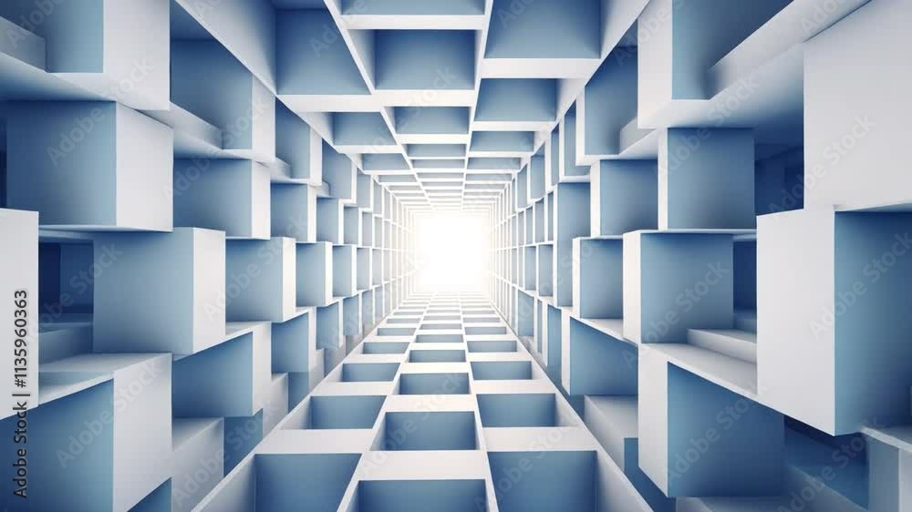 Aufkleber abstract tunnel of light: a mesmerizing abstract design showcasing a tunnel formed by blue and white