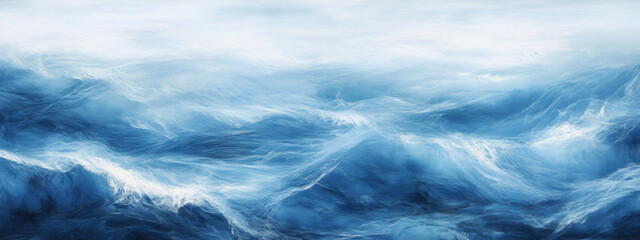 serene view of ocean waves in shades of blue and white, evoking tranquility