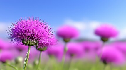 Vibrant Purple Thistle Field Summer Bloom Nature Photography