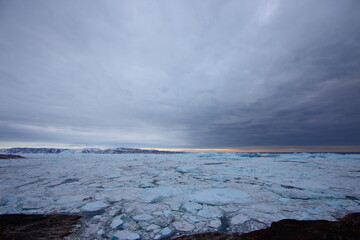 Spectacular and beautiful scenery of Greenland in autumn