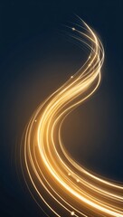Golden light swirls on a dark background, showcasing dynamic motion and glowing trails that evoke energy and flow