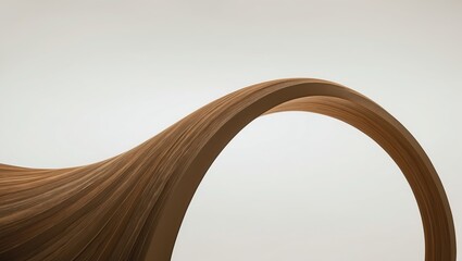 Smooth curve of wood texture, showcasing flowing lines against a neutral background, evokes calmness and elegance in design.