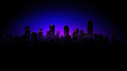 Obraz premium A dark city skyline with tall buildings neon light