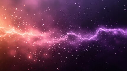 Fototapeta premium A vibrant display of electric energy with swirling colors of purple and orange, set against a dark background, creating a dynamic and mystical atmosphere.