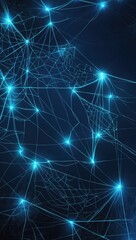 Futuristic network design featuring glowing blue lines interconnected against a dark background, symbolizing technology and communication.