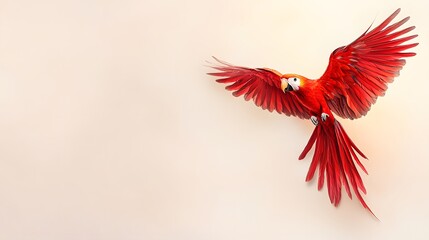 Fototapeta premium Flying Scarlet Macaw Tropical Jungle Wildlife Photography Vibrant Environment Close-Up View Nature's Beauty