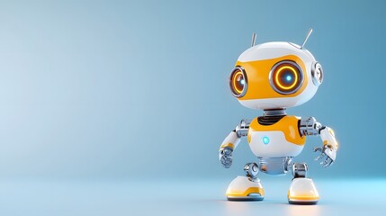 Fototapeta premium Innovative Robot Design Showcased in Futuristic Environment 3D Rendering Technology With a Playful Perspective