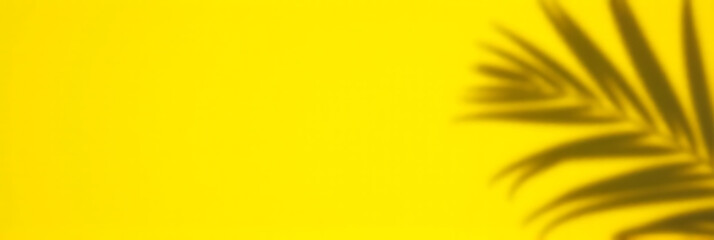 Fototapeta premium A coconut leaf casts a vibrant shadow on a bright yellow background evoking tropical summer holiday feels and aesthetic concepts._00001_