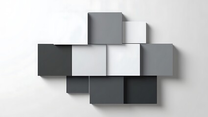 Abstract grayscale squares arranged in a unique pattern