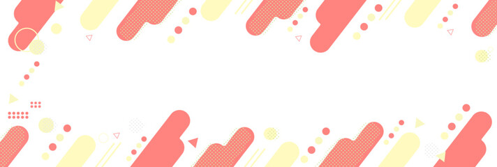 幾何学模様　バナー背景　ドット柄　水玉模様　青・黄