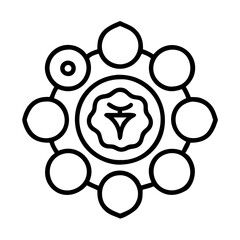 chakra symbols individual - simple black line art icon of chakra symbols individual, for yoga daycelebrations. yoga vector art.