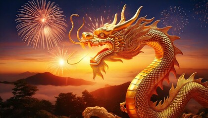 Fototapeta premium chun jie：Golden Dragon in Chinese New Year 