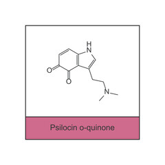 Psilocin o-quinone skeletal structure diagram.psychedelic compound molecule scientific illustration.