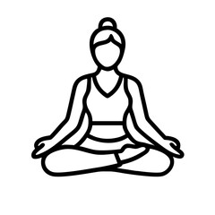half lotus - simple black line art icon of half lotus, for yoga daycelebrations. yoga vector art.