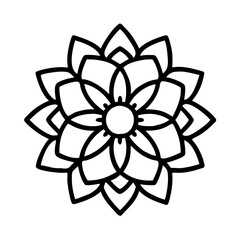 lotus mandala . - simple black line art icon of lotus mandala ., for yoga daycelebrations. yoga vector art.