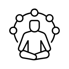 mind body connection - simple black line art icon of mind body connection, for yoga daycelebrations. yoga vector art.