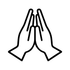 Obraz premium namaste hands - simple black line art icon of namaste hands, for yoga daycelebrations. yoga vector art.
