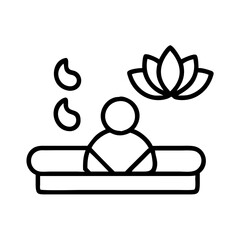 relaxation . - simple black line art icon of relaxation ., for yoga daycelebrations. yoga vector art.