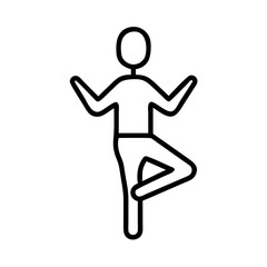 tree pose vrikshasana - simple black line art icon of tree pose vrikshasana, for yoga daycelebrations. yoga vector art.