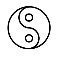 yin yang symbol . - simple black line art icon of yin yang symbol ., for yoga daycelebrations. yoga vector art.